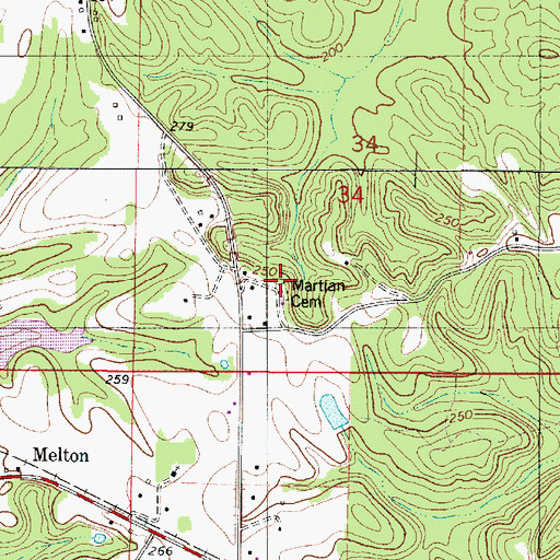 Topographic Map of Martian Cemetery, AL