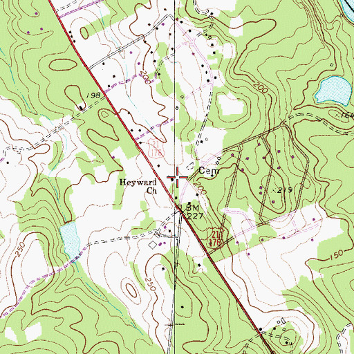 Topographic Map of Heyward Church, SC