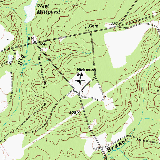 Topographic Map of Hickman School, SC