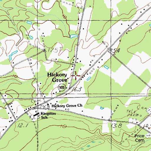 Topographic Map of Hickory Grove School, SC