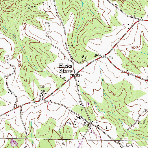 Topographic Map of Hicks Store, SC