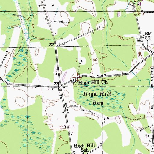 Topographic Map of High Hill Church, SC