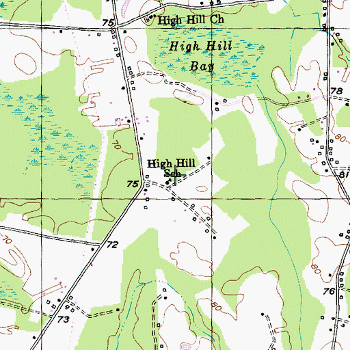 Topographic Map of High Hill School, SC