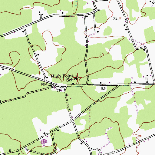 Topographic Map of High Point School, SC