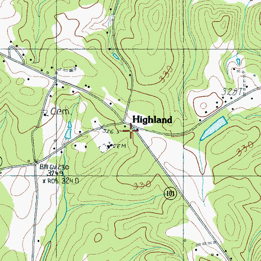 Topographic Map of Highland, SC