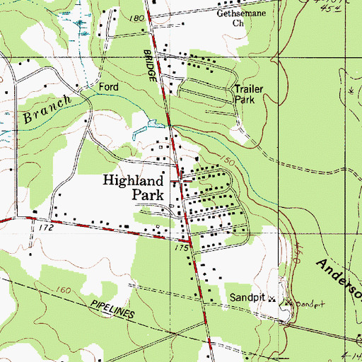 Topographic Map of Highland Park, SC