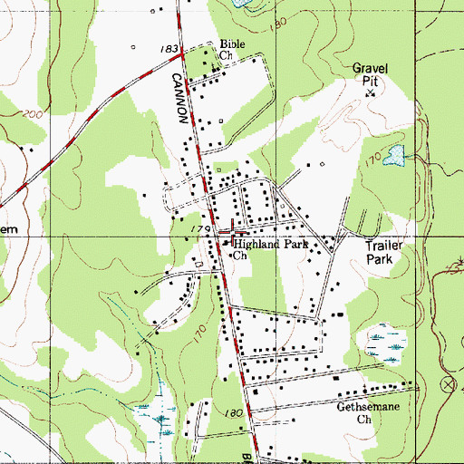 Topographic Map of Highland Park Church, SC