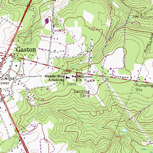 Topographic Map of Hillcrest Church, SC