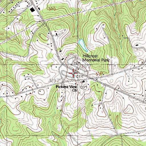 Topographic Map of Hillcrest Memorial Park, SC