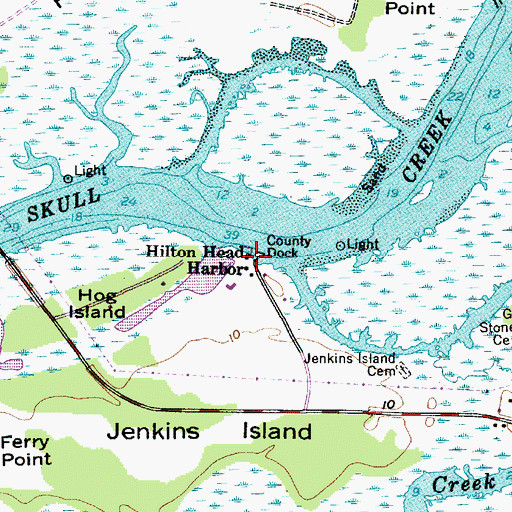 Topographic Map of Hilton Head Harbor, SC