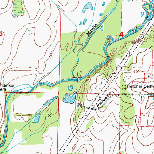 Topographic Map of Martin Branch, AL