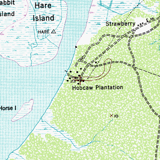 Topographic Map of Hobcaw Plantation, SC