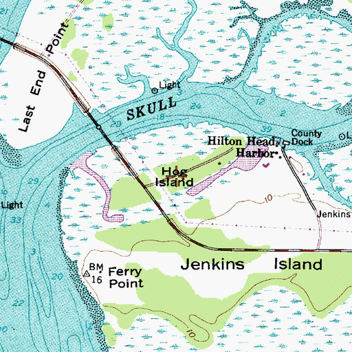 Topographic Map of Hog Island, SC