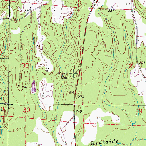Topographic Map of Martin Cemetery, AL