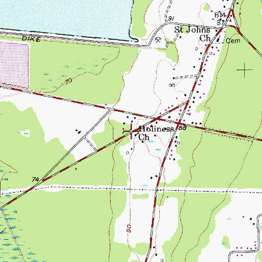 Topographic Map of Holiness Church, SC