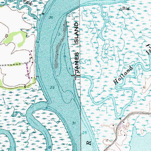 Topographic Map of Holland Island Creek, SC