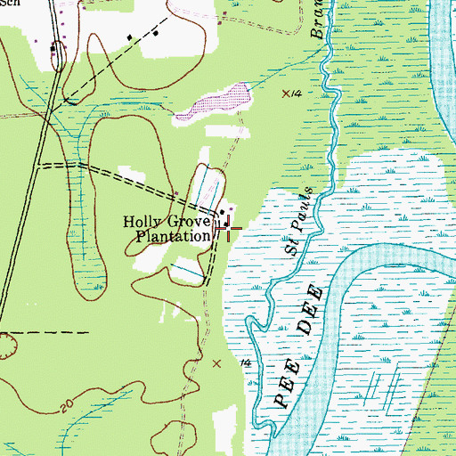 Topographic Map of Holly Grove Plantation, SC