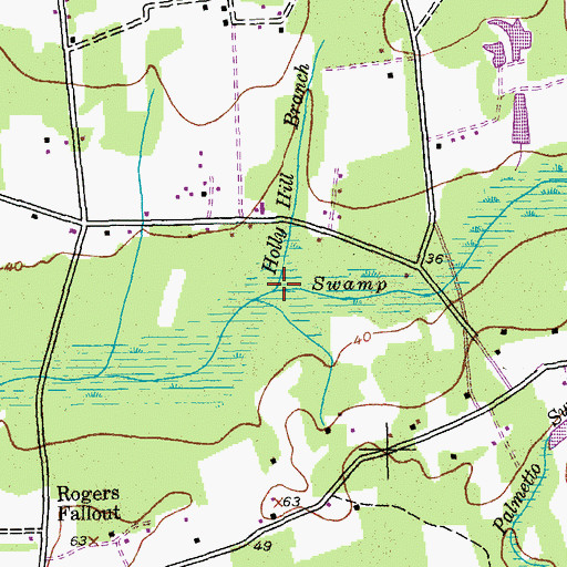 Topographic Map of Holly Hill Branch, SC