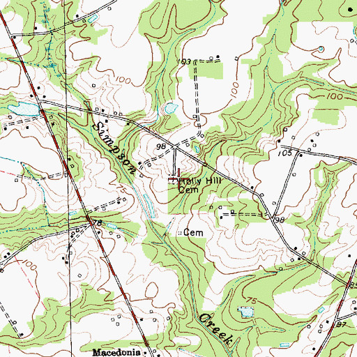 Topographic Map of Holly Hill Cemetery, SC