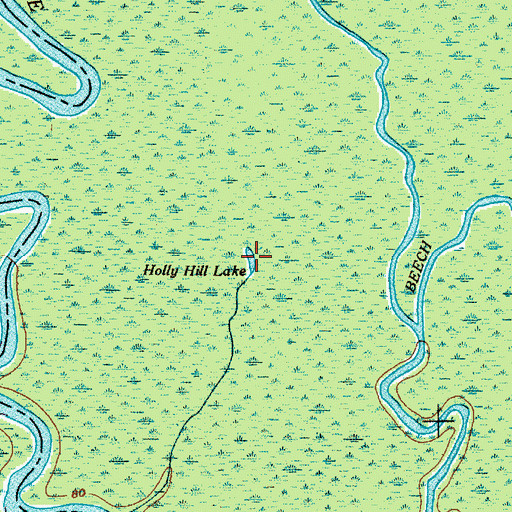 Topographic Map of Holly Hill Lake, SC