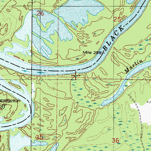 Topographic Map of Martin Creek, AL