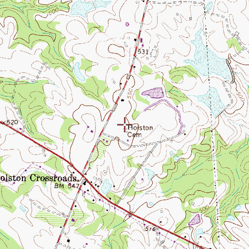 Topographic Map of Holston Cemetery, SC