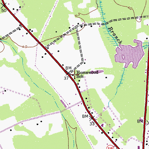Topographic Map of Homewood School, SC