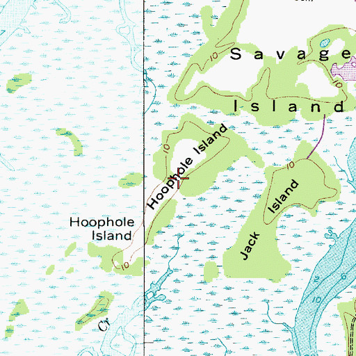 Topographic Map of Hoophole Island, SC