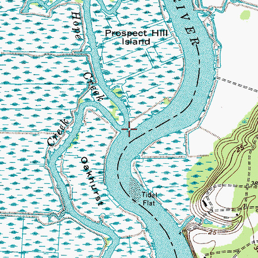 Topographic Map of Hope Creek, SC