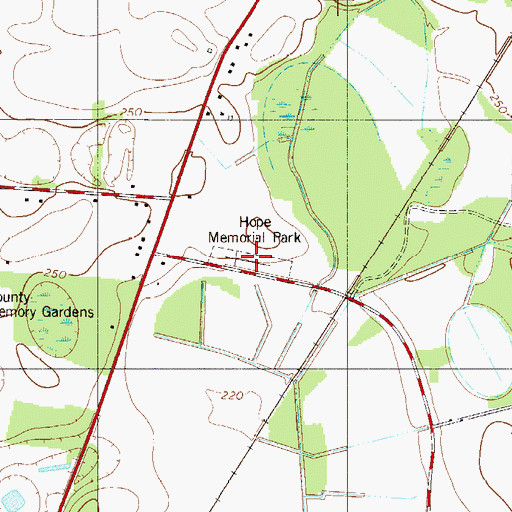 Topographic Map of Hope Memorial Park, SC