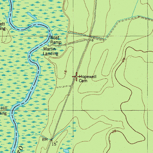 Topographic Map of Hopewell Cemetery, SC