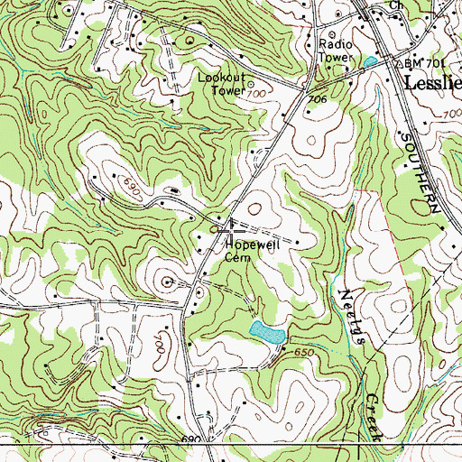 Topographic Map of Hopewell Cemetery, SC