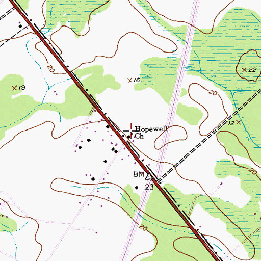 Topographic Map of Hopewell Church, SC
