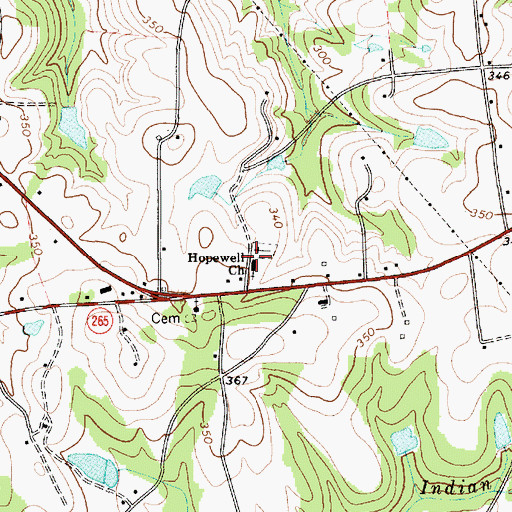 Topographic Map of Hopewell Church, SC