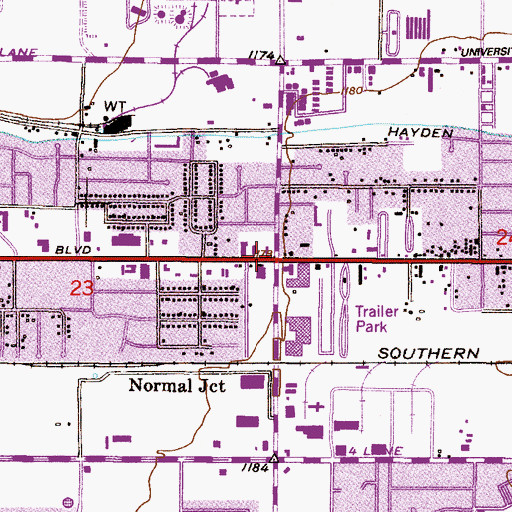 Topographic Map of Tempe, AZ