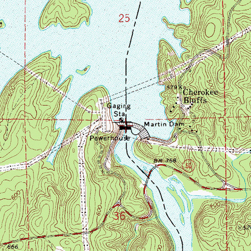 Topographic Map of Martin Lake, AL