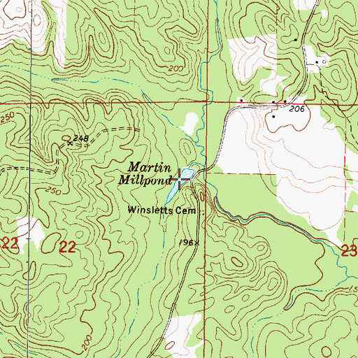 Topographic Map of Martin Millpond, AL