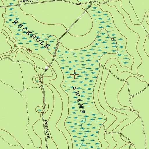 Topographic Map of Huckhole Swamp, SC