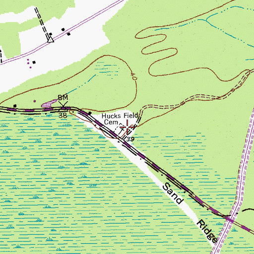 Topographic Map of Hucks Field Cemetery, SC