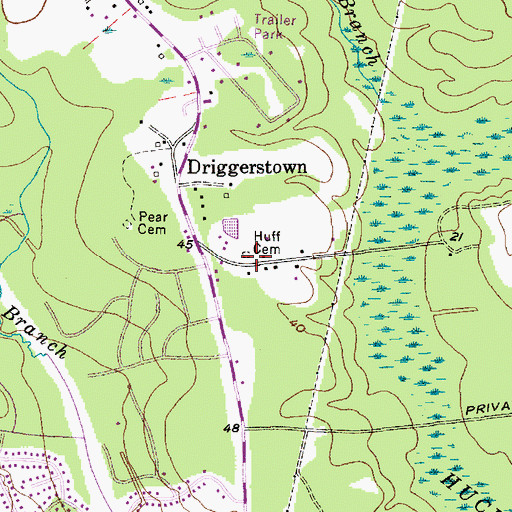 Topographic Map of Huff Cemetery, SC