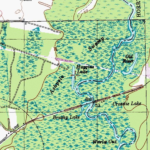 Topographic Map of Huggins Lake, SC