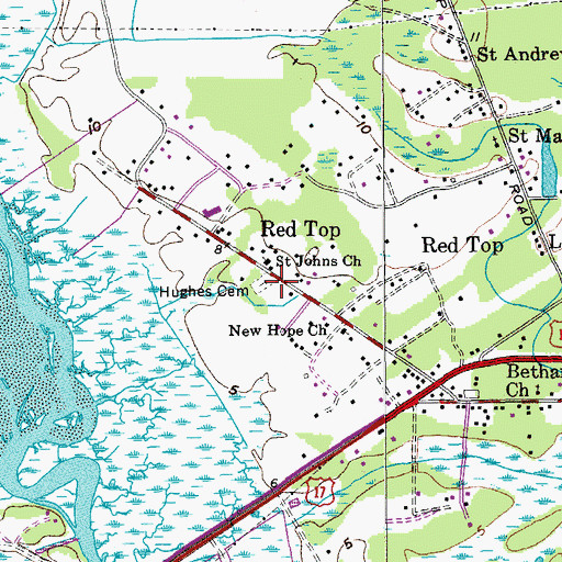 Topographic Map of Hughes Cemetery, SC