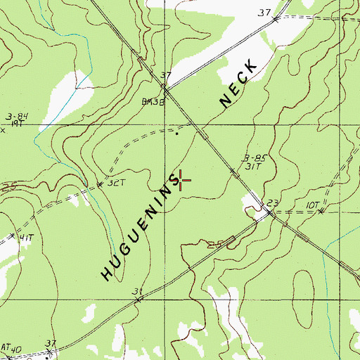 Topographic Map of Huguenins Neck, SC