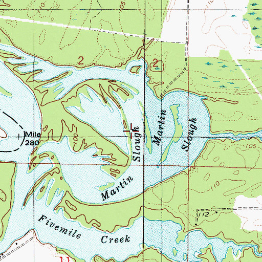 Topographic Map of Martin Slough, AL