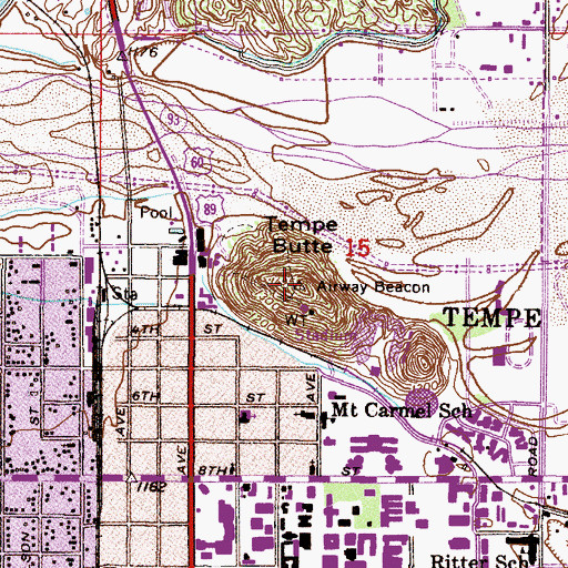 Topographic Map of Tempe Butte, AZ