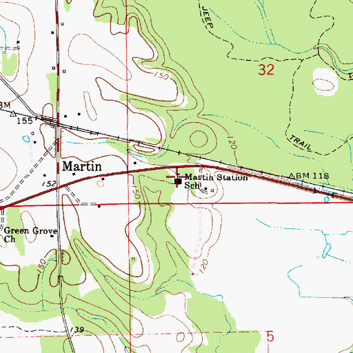 Topographic Map of Martin Station School, AL