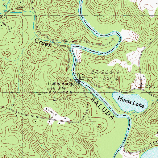 Topographic Map of Hunts Bridge, SC