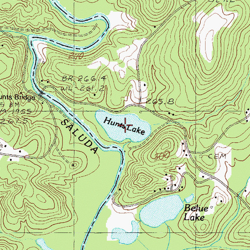 Topographic Map of Hunts Lake, SC