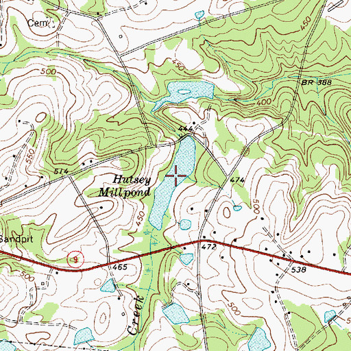 Topographic Map of Hutsey Millpond, SC