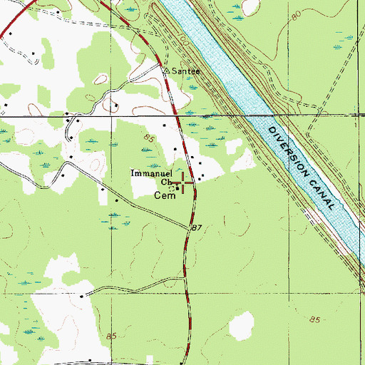 Topographic Map of Immanuel Church, SC
